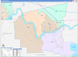 St. JamesParish (County), LA Wall Map Color Cast Style 2026